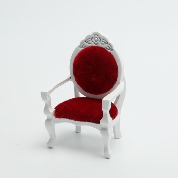 Miniaturemøbler Legetøjsdukker Hus gør-det-selv-dekorationstilbehør Mini 1:12 Peach Armlæn Lille stol White