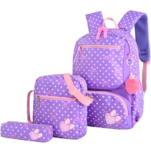 Barne Barneryggsekk Småbarnsskoleveske Barn klasse 1-3-4-6 7-9-12 år søt prinsesse Purple bow
