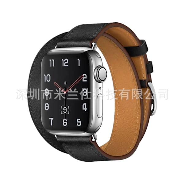 Klockarmband för Apple Watch iWatch 38/40/41/42mm-S10 37 Dubbel Loop Svart Svart Linje