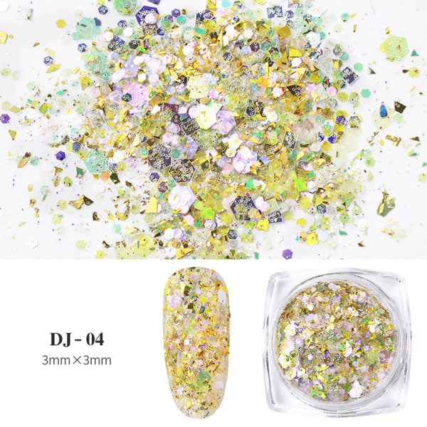 Nageldekorationer för Nail Art 12 färger Ljusskiftande lökpulver Magic färg Glitter Paljetter Glitter DJ04