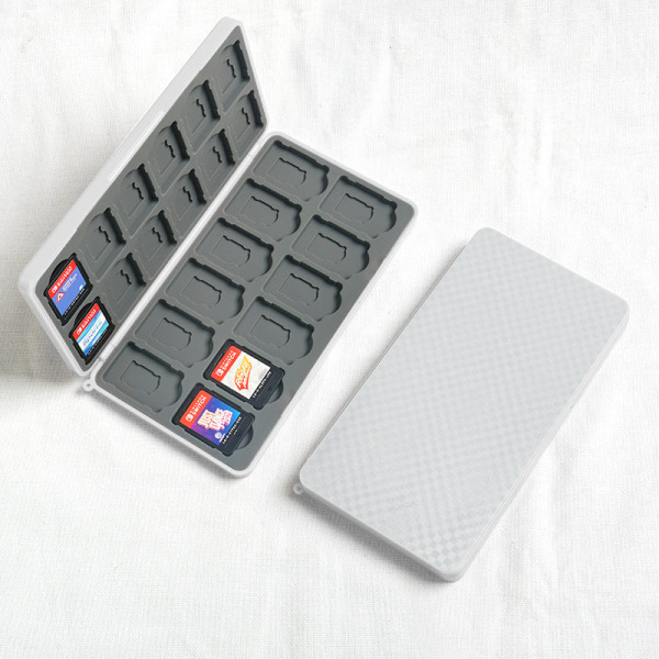 För Nintendo Switch Game Card Cassette Carbon Fiber Pattern Magnetic Storage Box NS Game White
