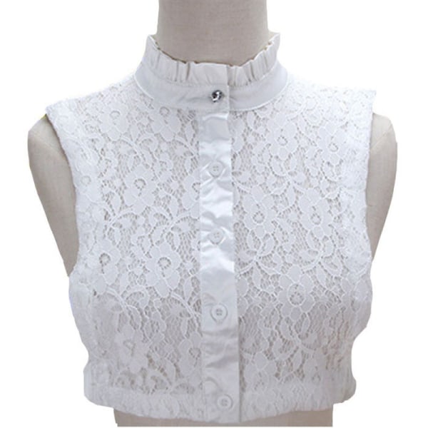 Kvinners falsk krage Avtagbar halv St skjorte Koreansk blonder Hvit Svart Vinrød Stand Collar 3/lace white