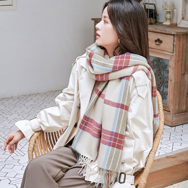 Cashmere Dam Vinter Scarf Filt Sjal Varm Mjuk Beige 70*190CM