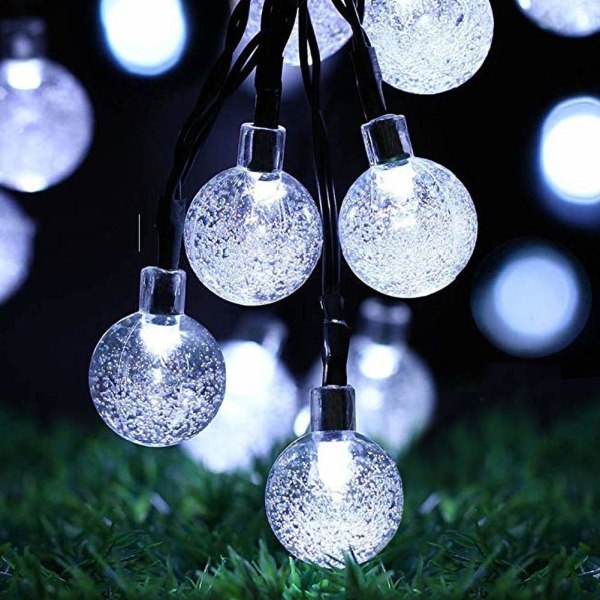 20/50 LED'er Krystalkugle 5/10M Solar Lamp Power LED String Fairy Lights Solar Guirlander Have Jul Bryllup Dekoration til Udendørs White 20LEDS 5Meters
