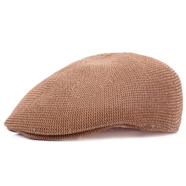 Baskerhatt Mesh Sommarbasker Mesh Peaked Cap Brittisk Casual Solhatt Damtoalettpapper Advance Cap Khaki breathable (58cm)