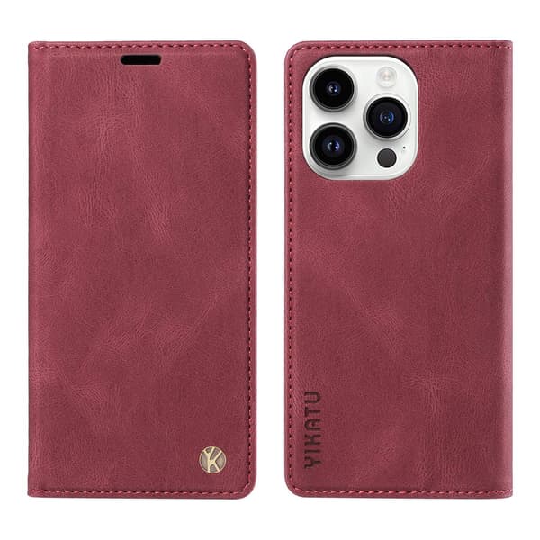 Etui til iPhone 14plus6.7 Bordeaux Hudfølelse Mat Magnetisk Adsorption Læder Solid