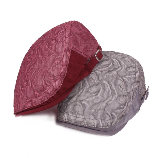 Baskerhat Blonde Gaze Baskeret Dame åndbar Peaked Cap Letvægts Mesh Hat i etnisk stil Dame Solhat Purplish red Adjustable