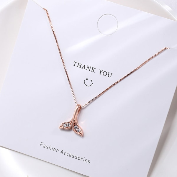 Kvinnor Halsband Kedja Choker Hänge Smycken Flickor Present Fishtail S925 Pure Silver Creative Rose Gold 925 silver