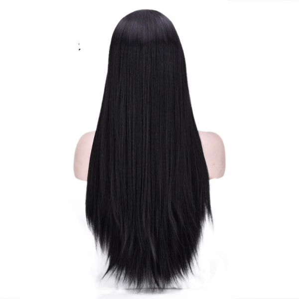 Naisten peruukki Keskipitkä musta kasvot leikkaus pitkät suorat hiukset Realistinen päähine W224 Natural Black