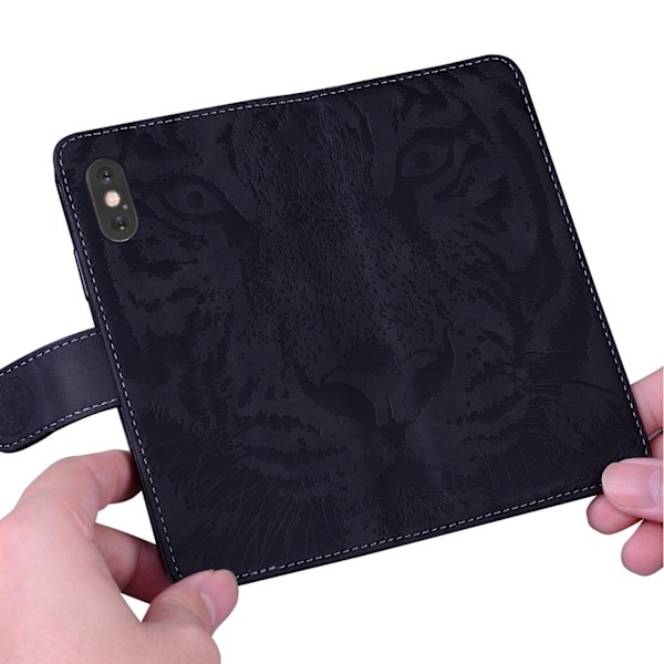 Etui til iPhone 15, sort, kortslot, rød ris flip