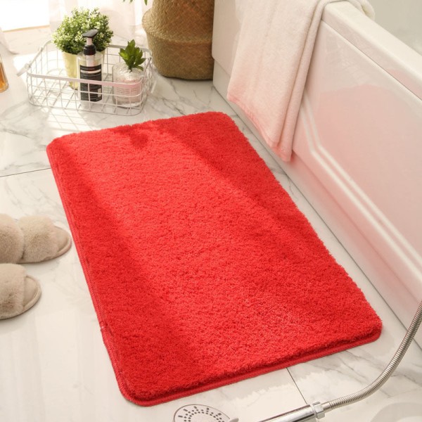 Badematte Sklisikre Absorberende Dusj Badeteppe Teppe Fortykkelse Minimalistisk Red 40x60cm