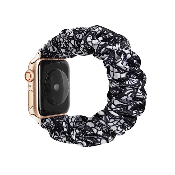 Urrem til Apple Watch iWatch 42/44/45/49mm sort og hvidt print-1