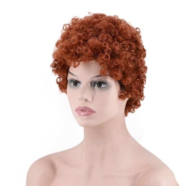 Kvinneparykk mote kort krøllete hår med smell ensfarget W179 Gold