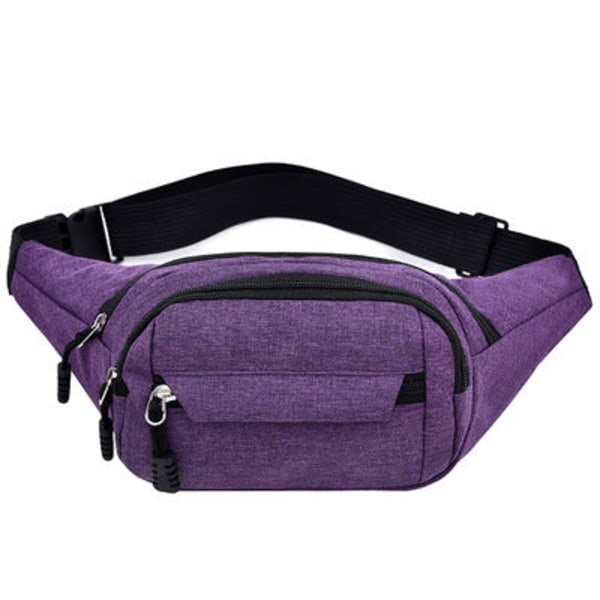 Män kvinnor Fanny Pack midjeväska Sport Multifunktionell vattentät män och kvinnor Stor kapacitet Pengar Collection Purple