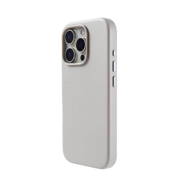 Fodral för iPhone 16E MagSafe Tecknad ljusgrå magnetisk läder PU hel