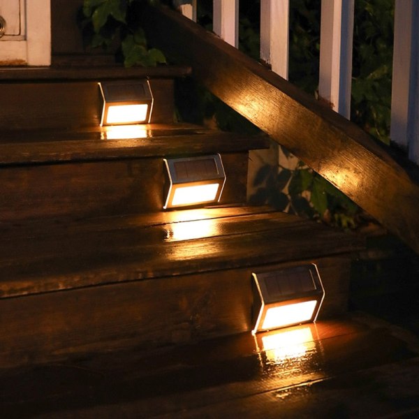 Ulkona ruostumattomasta teräksestä valmistettu led aurinkopolku portaikkovalo vedenpitävä 3 LED aurinkoterassi valot parveke puutarha piha-aita aurinkovalot White 4pcs