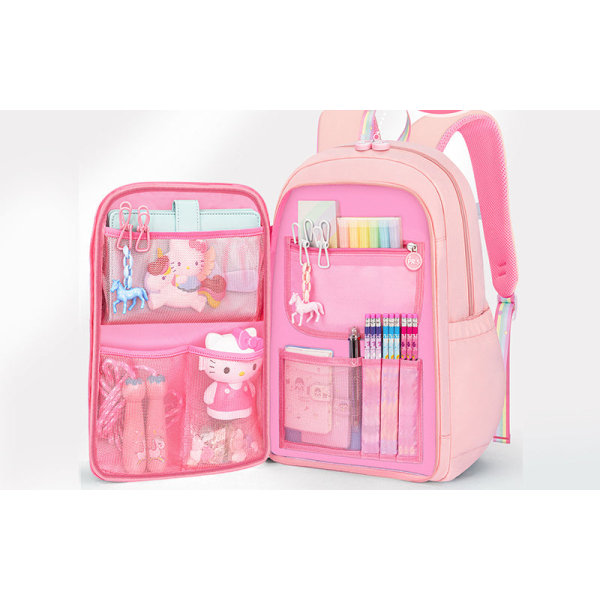 Barn Barnryggsäck Skolväska för toddler klass 1-6 Ryggskydd Casual och lätt med stor kapacitet Pink large-sized