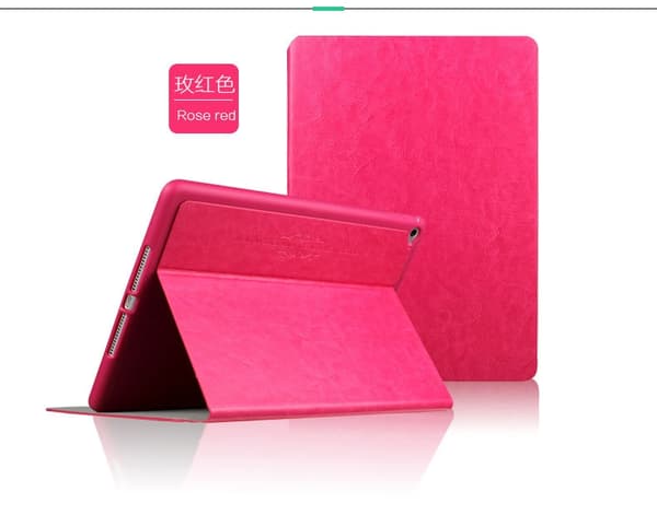 Stilfuldt etui til iPad mini 1/2/3 rosarød cool læder