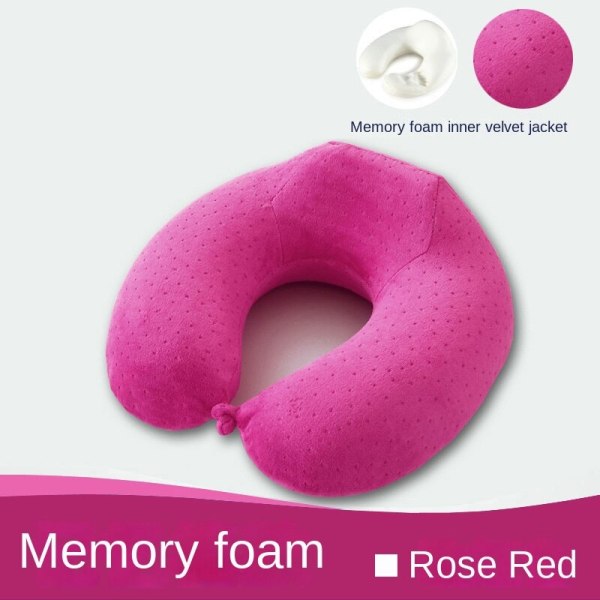 Blød og behagelig rejsepude, der passer til halsen Memory Foam U-formet langsom rebound nakkepude Rose Red (memory foam) 30*31 * 9/13cm