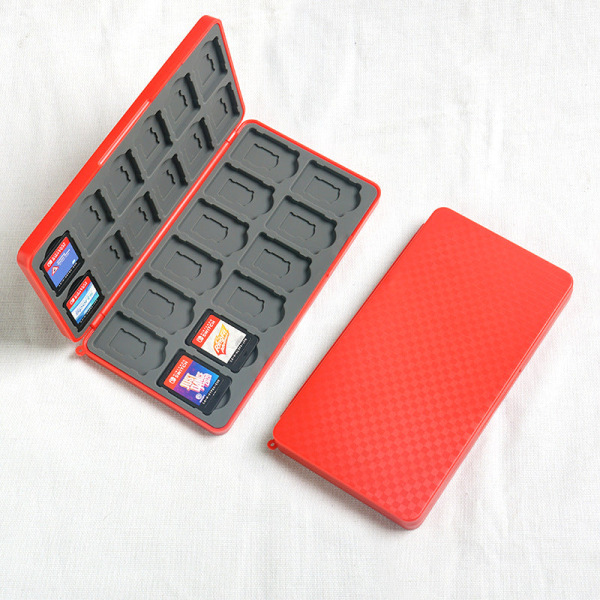 For Nintendo Switch Game Card Cassette Carbon Fiber Pattern Magnetic Storage Box NS Game Red