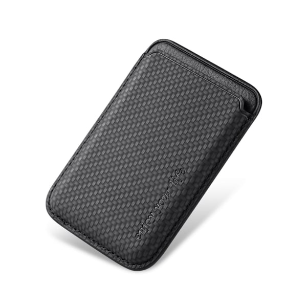 Etui til iPhone 16 Plus sort [enkelt kortholder] magnetisk holder bagside klistermærke fiber mønster