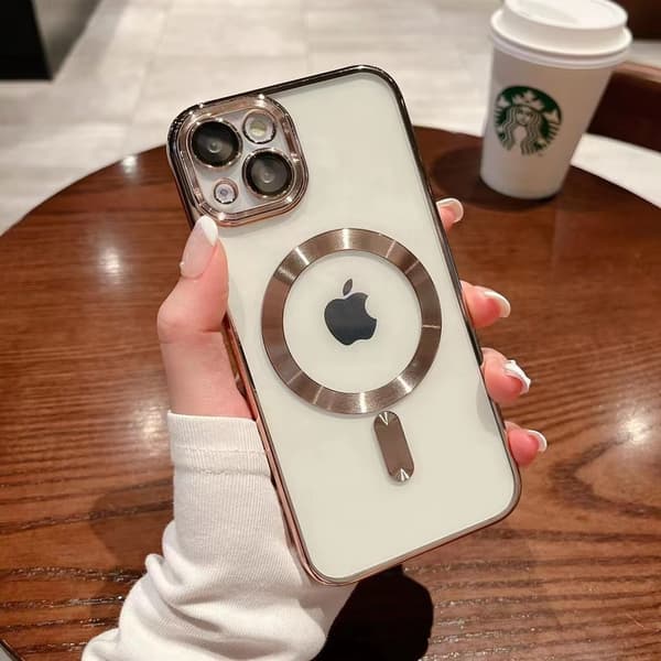 Etui til iPhone 17 Guld galvaniseret magnetisk støvfilter