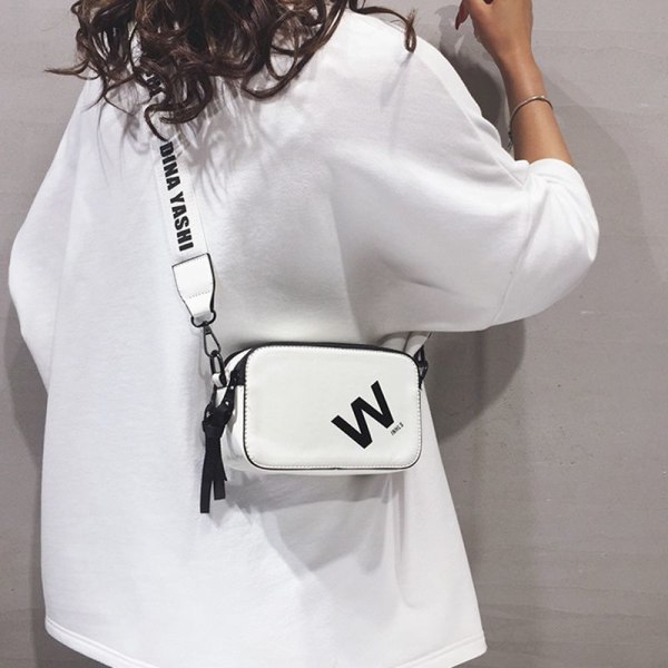Naisten käsilaukku Kesä Matkapuhelin Muoti Opiskelija Korean Tyyli Täydellinen Kiiltonahka Olkapää Pieni Neliö White