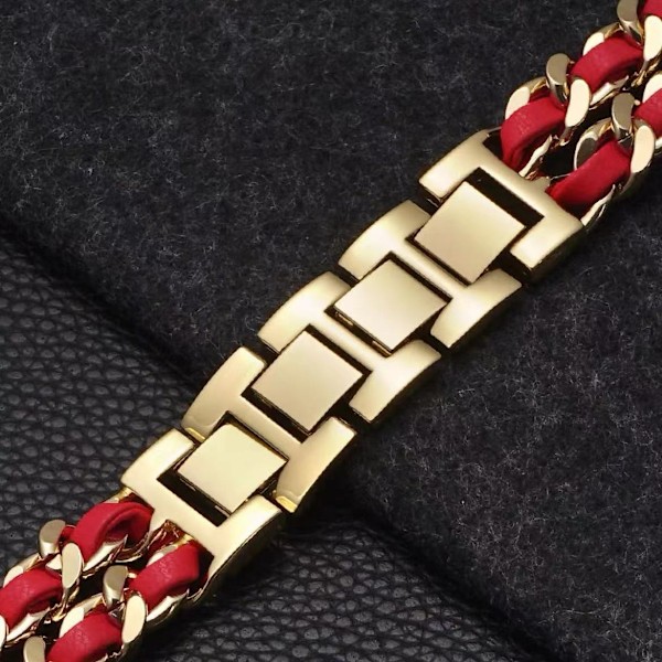 Klockarmband för Apple Watch iWatch 38/40/41/ 10:e generationen 42mm universal guld rött läder