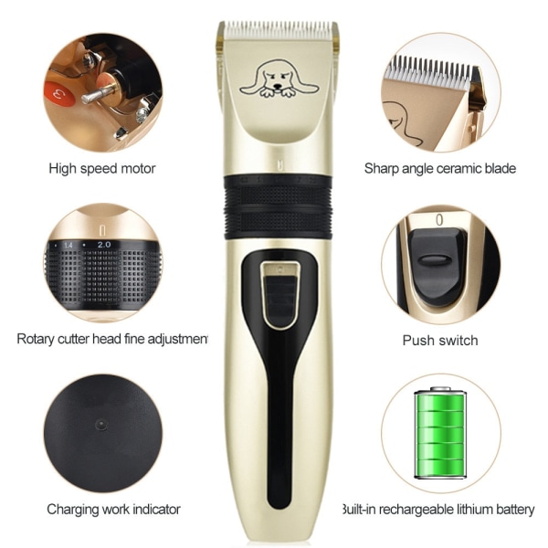 Dog Cat Clippers Low Noise Pet Shaver Rechargeable Trimmer Cordless Pet Grooming Tool Set 3