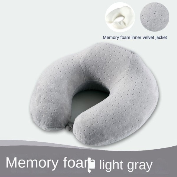 Blød og behagelig rejsepude, der passer til halsen Memory Foam U-formet langsom rebound nakkepude Gray (memory foam) 30*31 * 9/13cm