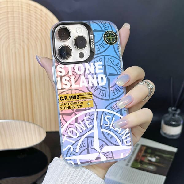 Etui til iPhone 17 Pro Max Farverig Sort Ramme Sten S476P1 Sten Laser Hård