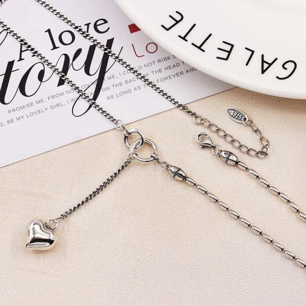 S925 sølv halskæde Klassisk mors dag gave til kvinder og piger hjerte form XL25