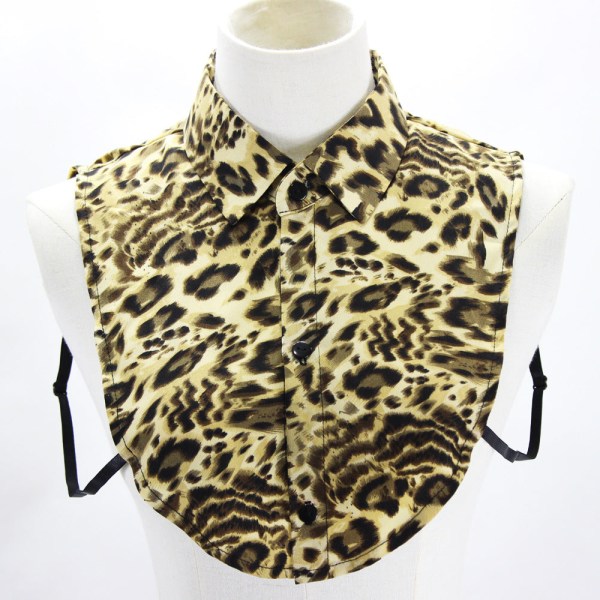 Kvinners falsk krage Avtakbar halv leopard genser skjorte Linstoff Coffee large leopard-print Coffee large leopard-print