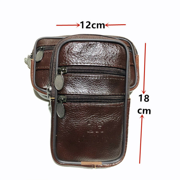 Menn kvinner Fanny Pack midjeveske Mobiltelefon Herre fortykket autentisk lærbelte Mobiltelefon [Thick top layer leather] Vertical