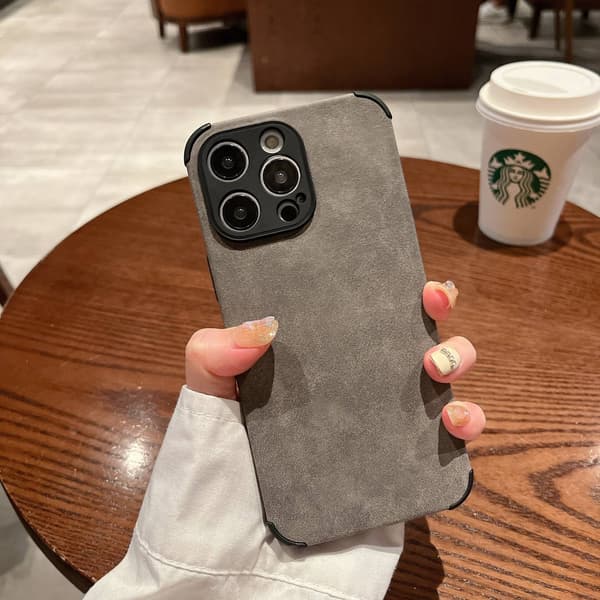 Fodral för iPhone 13PRO mörkgrå solid lammskinn fullt anti-fall mjukt