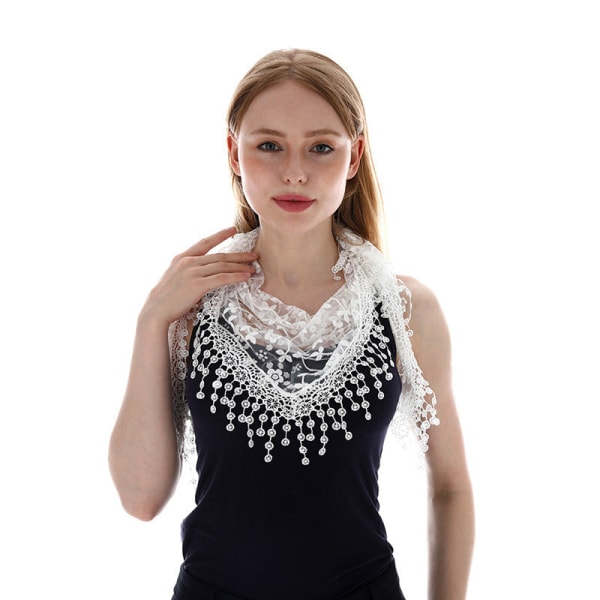 Dametørklæde sjal 2022 forår og efterår Blomsterblonde åndbar hul ud 9# White 150-40cm