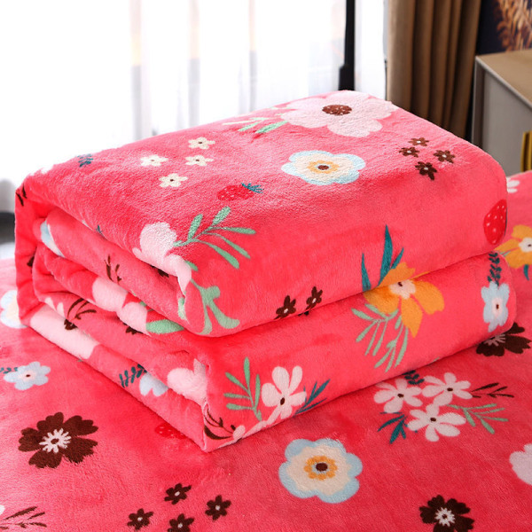 Winter Thermal Flannel Paksu Ilmastointi Peite Opiskelija-asuntohuone Four Seasons Cover Peitot Pink flowers 100*150cm