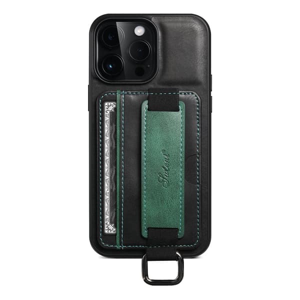 Etui til iPhone 13mini H13 sort kortslot håndledsrem læder
