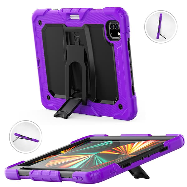 Etui til iPad mini 4/mini 5 2015/2019 Sort PC Lilla Stativ Stødsikkert Silikone Hård Rem Foldbart