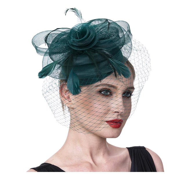 Kvinder Piger Mesh Fascinators Hat Cocktail Party Pandebånd Hovedbeklædning Bryllupshat Beige One Size