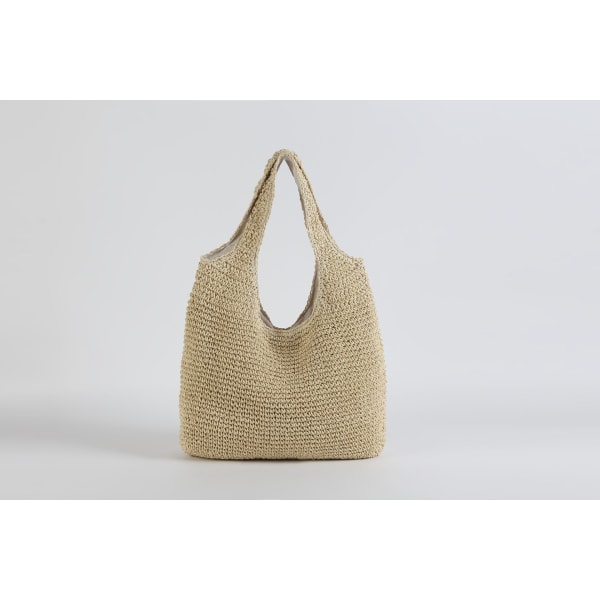 Dam Handväska Halmväska Ins Rattan Weave Bag Handvävd väska Beige