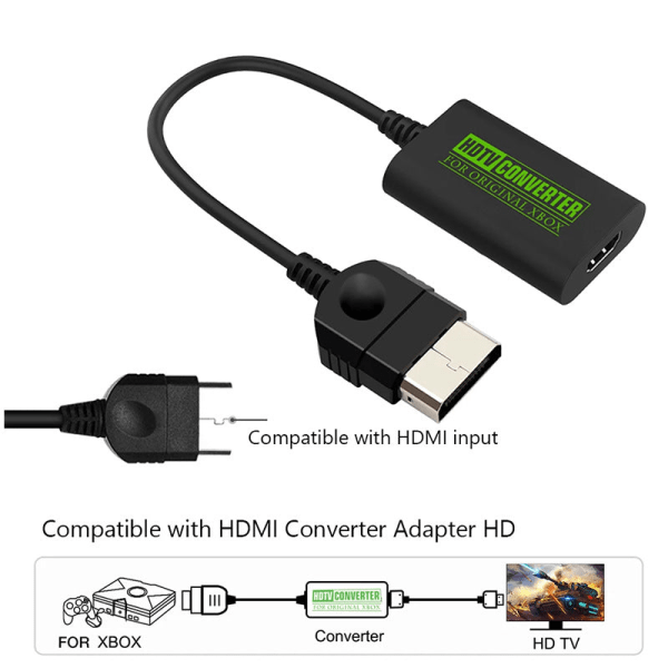 For Xbox til HDMI HD Converter Xbox til HDMI TV Adapter Plug and Play Black converter