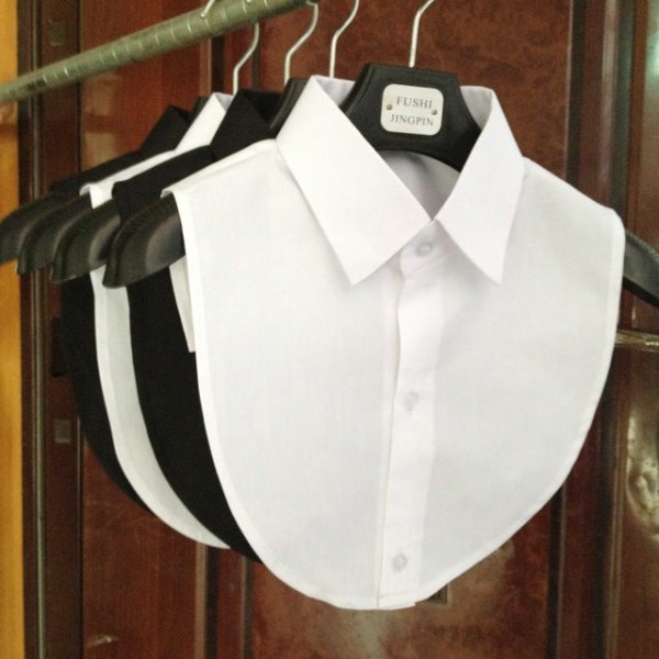 Dame falsk krave Aftagelig halv skjorte skjorte sweater dekoration White collar black lace bow