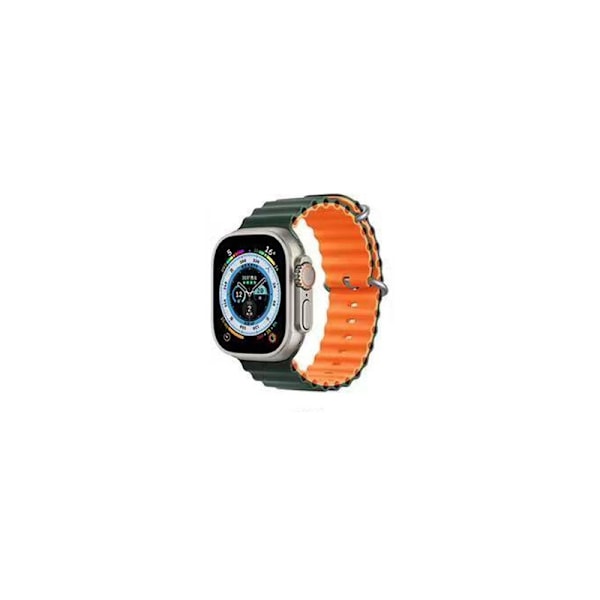 Klockarmband för Apple Watch iWatch 42-49mm Olivgrön med Orange