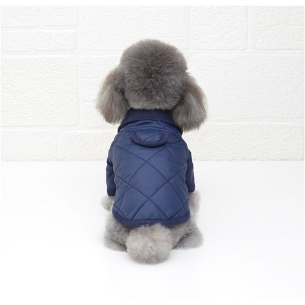 Kjæledyrsklær Høst og vinter Ny britisk stil Tykkede varme Pomeranian French Bulldog-klær Navy blue L