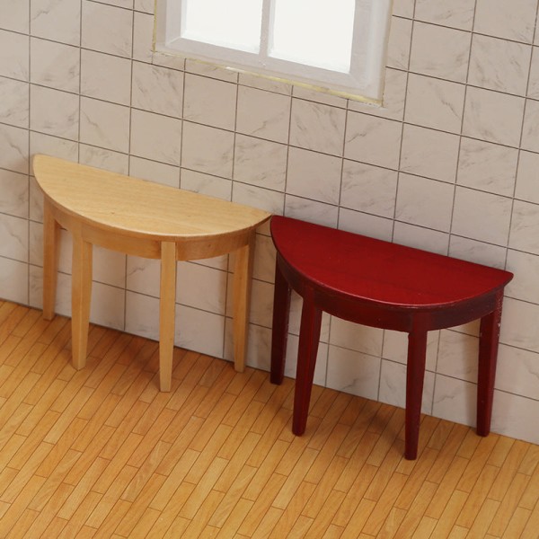 Miniatyrmøbler Leketøy Dukkehus Gjør-det-selv-dekorasjon Tilbehør Minivinrød halvrundt bord Red