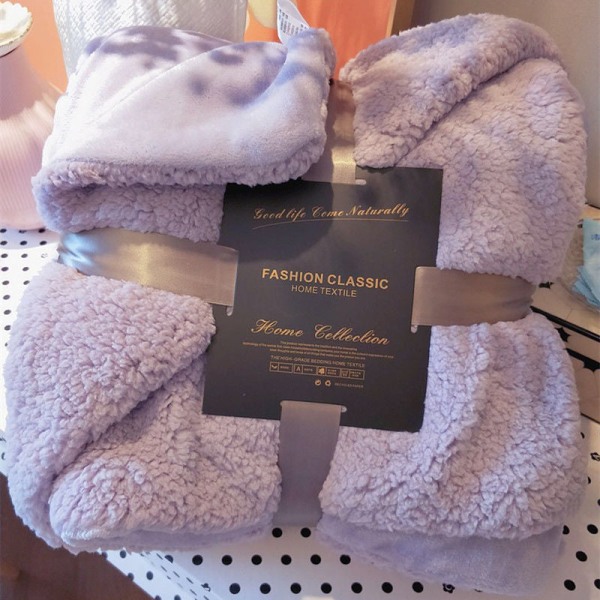Uldtæppe Tæppe Tæppe Dobbeltlags fortykket tæppe Dyne Coral Fleece Kontorluretæppe Anna purple 100*160cm