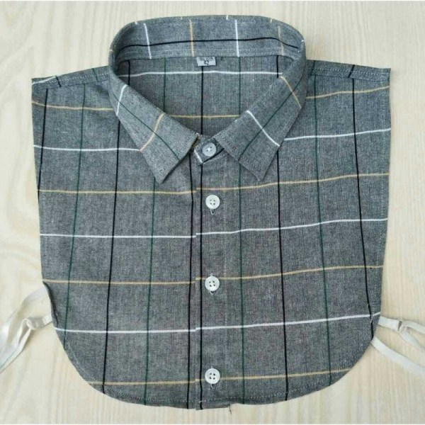 Kvinners falsk krage Avtakbar halv Zi Allsidig skjorte for menn Rutet trendy skjorte YT black and white plaid-44