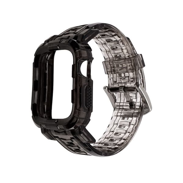 Urrem til Apple Watch iWatch 42/44/45mm gradient sort, gummiring forlænget version