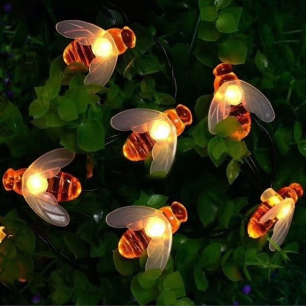 50LED 7M Simulointi Hunaja Mehiläiset Power String Lamppu Fairy Lights Akku Seppeleet Puutarha Joululoma Deco LED aurinko 7M 50LED